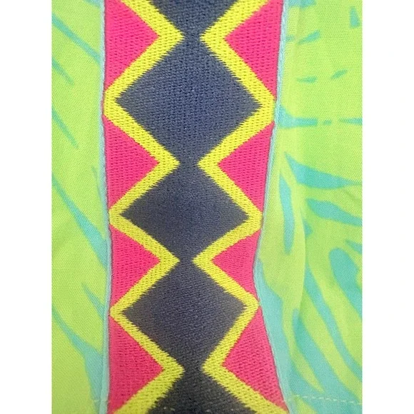 Escapada Living Tropical Palm Print Tassel Kaftan Cover Up Green Blue Large - Picture 3 of 6